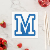 Blue Varsity Letter M Monogram Serviette (Beispiel)