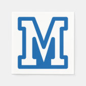 Blue Varsity Letter M Monogram Serviette (Vorderseite)