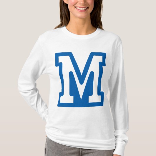 Blue Varsity Letter M Monogram T-Shirt (Vorderseite)