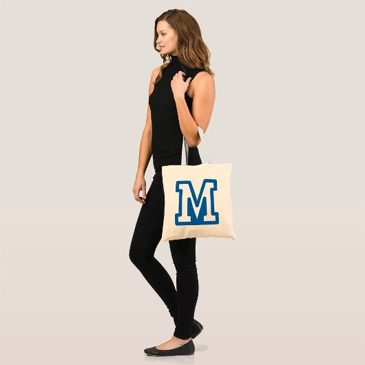 Blue Varsity Letter M Monogram Tragetasche