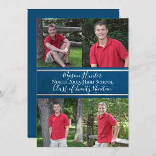 Blue Varsity Quad Foto Abschluss Einladung
