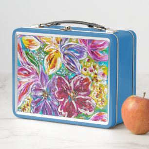 Blue Vase Blume Mittagspause Metall Brotdose