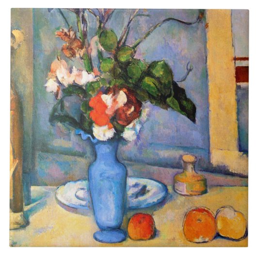 Blue Vase Blume, Paul Cezanne Fliese (Vorderseite)