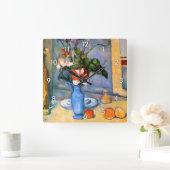 Blue Vase Blume, Paul Cezanne Quadratische Wanduhr (Zuhause)