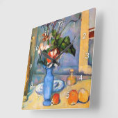 Blue Vase Blume, Paul Cezanne Quadratische Wanduhr (Winkel)