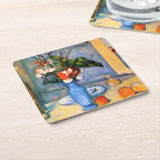 Blue Vase Blume, Paul Cezanne Rechteckiger Pappuntersetzer (angewinkelt)