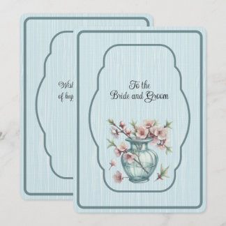 Blue Vase of Pink Apple Blossoms Mitteilungskarte