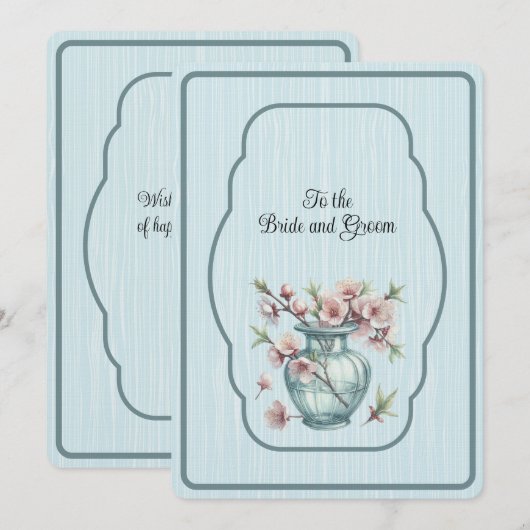 Blue Vase of Pink Apple Blossoms Mitteilungskarte (Vorne/Hinten)