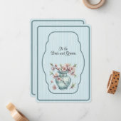 Blue Vase of Pink Apple Blossoms Mitteilungskarte (Vorderseite/Rückseite Beispiel)