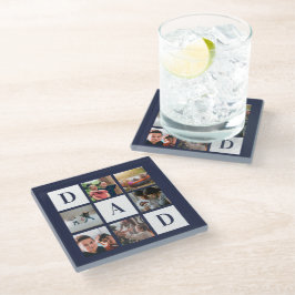 Blue Vater Colorblock Six Foto Collage Personalisi Glasuntersetzer