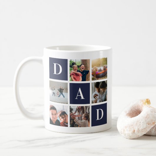 Blue Vater Colorblock Six Foto Collage Personalisi Kaffeetasse (Mit Donut)