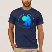 Blue Vector Sailboat T-Shirt (Vorderseite)