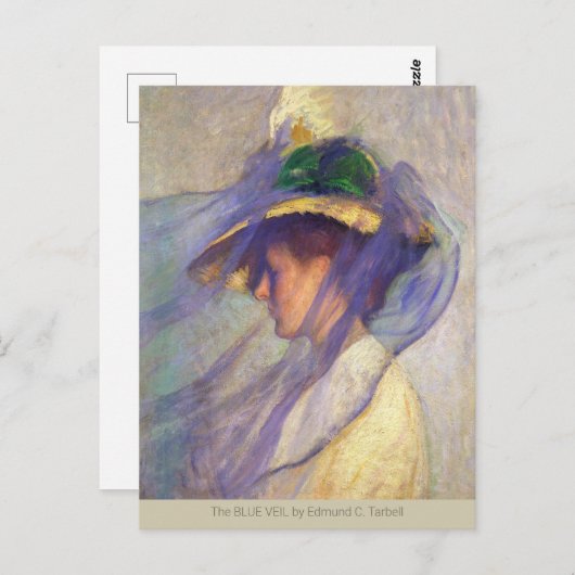 Blue Veil Edmund C Tarbell CC0669 Impressionismus Postkarte (Vorne/Hinten)