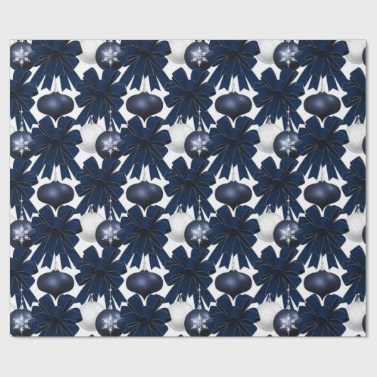Blue Velvet Bows Ornament Holiday Geschenkpapier (Flach)