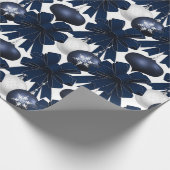 Blue Velvet Bows Ornament Holiday Geschenkpapier (Ecke)