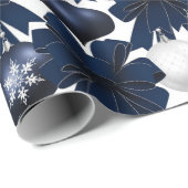 Blue Velvet Bows Ornament Holiday Geschenkpapier (Rolleneckpunkt)