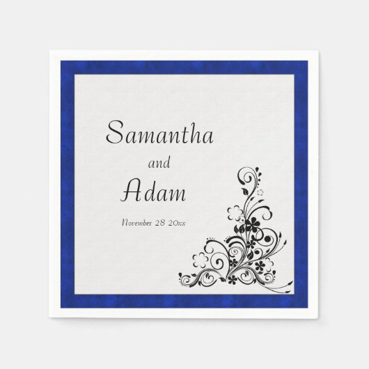 Blue Velvet Elegance Wedding Serviette (Vorderseite)