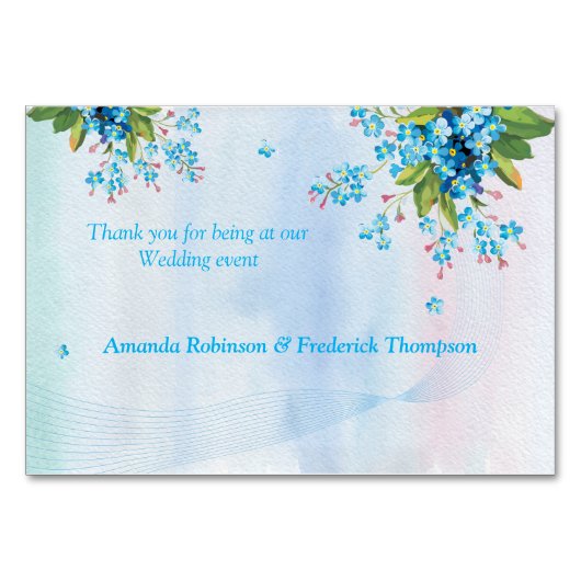 Blue Vergget-me-not, Blume Tischnummer (Rückseite)