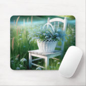 Blue Vergget-Me-Not Bouquet Basket Mousepad (Mit Mouse)