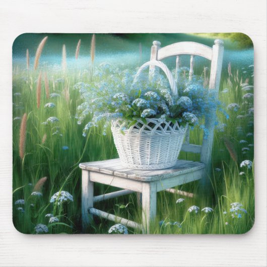 Blue Vergget-Me-Not Bouquet Basket Mousepad (Vorne)