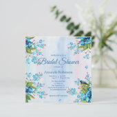 Blue Vergget-me-not-Brautparty Einladung (Stehend Vorderseite)