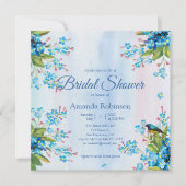 Blue Vergget-me-not-Brautparty Einladung (Vorderseite)