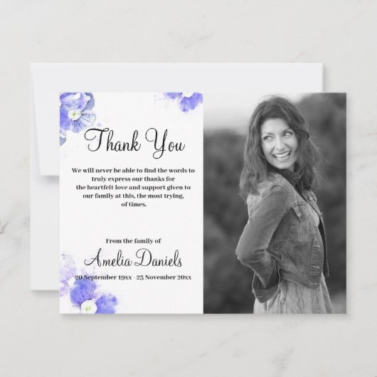 Blue vergiss-Me-not-in-Memory dank Karte (Vorderseite)