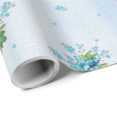 Blue vergiss-me-not ist auf einem weichen pink-bla geschenkpapier (Rolleneckpunkt)