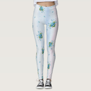 Blue vergiss-me-not ist auf einem weichen pink-bla leggings