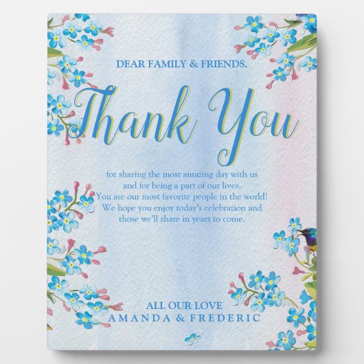 Blue vergiss-me-nots danke fotoplatte (Vorderseite)