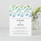 Blue vergiss-me-nots Hochzeit Einladung (Stehend Vorderseite)