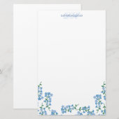 Blue Vergiss Me Nots - Name Monogram hinzufügen Briefpapier (Vorne/Hinten)