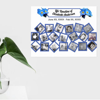 Blue vergiss Me Nots Timeline Foto Collage Poster