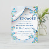 Blue vergiss-me-nots-Verlobung Einladung (Stehend Vorderseite)