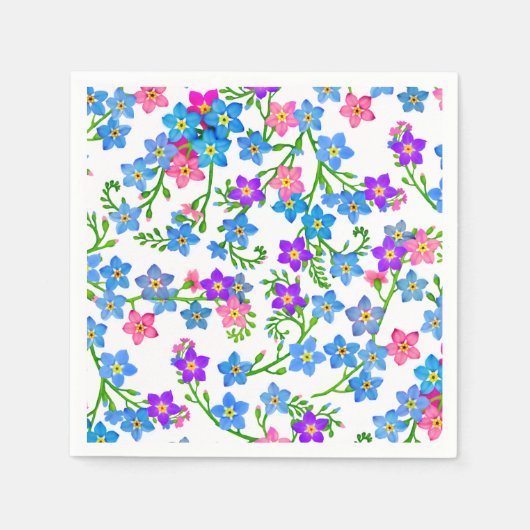Blue Vergiss mich nicht Blume Papier Napkins Serviette (Vorderseite)