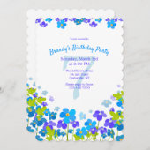 Blue vergiss mich nicht Geburtstagsparty Einladung (Vorne/Hinten)