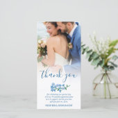 Blue Vergiss mich nicht Hochzeit Foto Danke (Stehend Vorderseite)