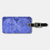 Blue Version Antique World Map J Blaeu 1664 Gepäckanhänger (Vorderseite horizontal)