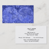 Blue Version Antique World Map J Blaeu 1664 Visitenkarte (Vorne/Hinten)