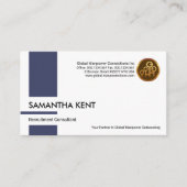 Blue Vertical Column Strip Recruitment Consultant Visitenkarte (Vorderseite)