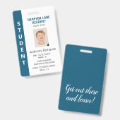 Blue Vertical Stripe Homeschool Student ID Abzeich Ausweis (Front & Back)