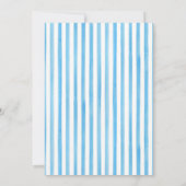 Blue vertical stripes Modern Script Heart Wedding Einladung (Rückseite)