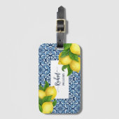 Blue verziert Amalfi Italienische Fliesen und Zitr Gepäckanhänger (Vorderseite Vertikal)