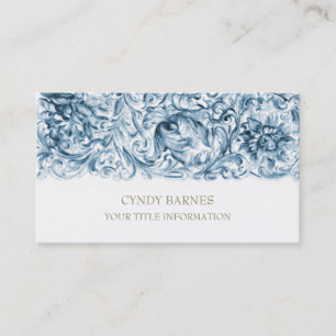 Blue Verziert Barock Business Card Visitenkarte