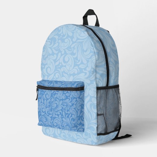 BLUE VERZIERT DAMASK PATTERN BEDRUCKTER RUCKSACK (Rückseitige Ecke Rechts)