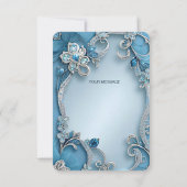 Blue Verziert Floral Dankeschön Card Dankeskarte (Rückseite)