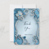 Blue Verziert Floral Dankeschön Card Dankeskarte (Vorderseite)