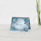 Blue Verziert Floral Dankeschön Card Dankeskarte (Vorderseite)