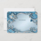 Blue Verziert Floral Dankeschön Card Dankeskarte (Rückseite)