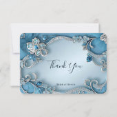 Blue Verziert Floral Dankeschön Card Dankeskarte (Vorderseite)
